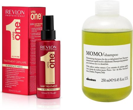 Revlon Uniq One and Momo nawilżająco-upiększający kuracja do włosów 150ml + szampon nawilżający 250ml