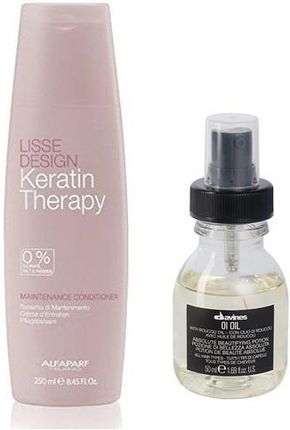 Alfaparf Keratin Therapy Maintenance and OI Oil do wygładzenia i regeneracji odżywka 250ml + olejek do włosów 50ml