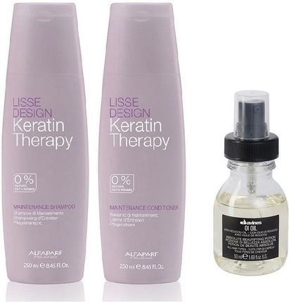 Alfaparf Keratin Therapy Maintenance and OI Oil do wygładzenia i regeneracji szampon i odżywka 250ml + olejek do włosów 50ml