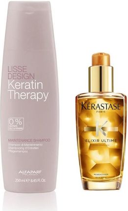 Keratin Therapy Maintenance and Elixir Ultime do wygładzenia i odżywienia włosów szampon 250ml + olejek 100ml