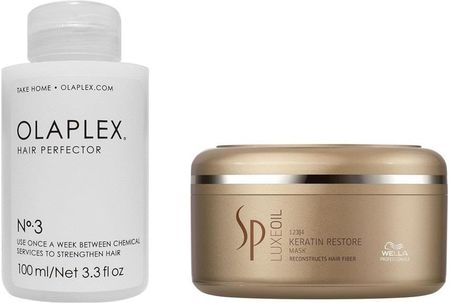 Olaplex Hair Perfector No.3 and SP Luxe Oil Keratin Restore do regeneracji włosów kuracja 100ml + maska 150ml