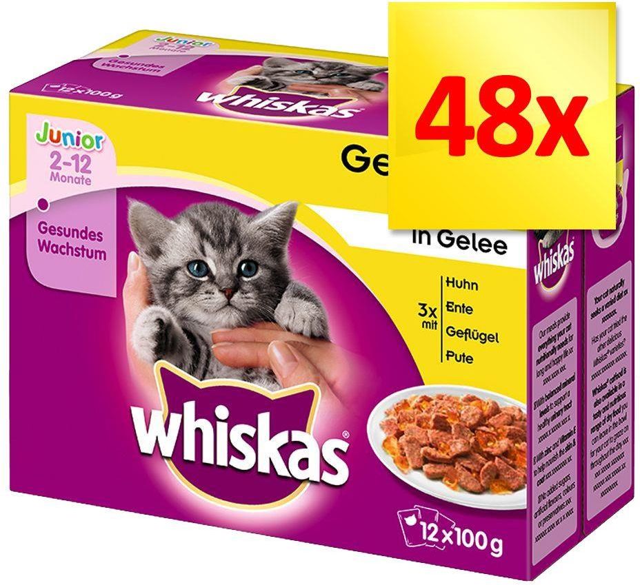 Karma Whiskas Junior Wybór dań drobiowych w sosie 48x100g Ceny i