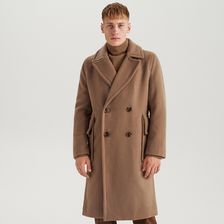 Reserved - Długi płaszcz z wełną  ReDesign - Kremowy - zdjęcie 1
