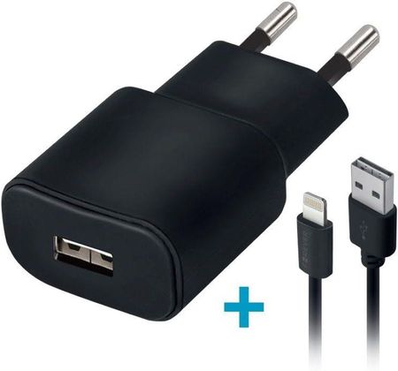 Forever USB 1A TC-01 + kabel do iPhone 8-pin czarna