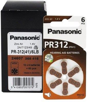 Panasonic 60 x baterie do aparatów słuchowych 312/PR312/PR41