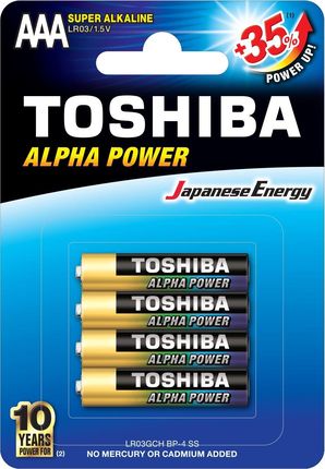 Toshiba Bateria Ultra Alkaliczna Lr03/Aaa 1.5V Alpha Power 4Sztuki (0292759)