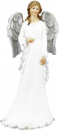Anioł Figurka Dekoracyjna Aniołek Biało-Srebrny