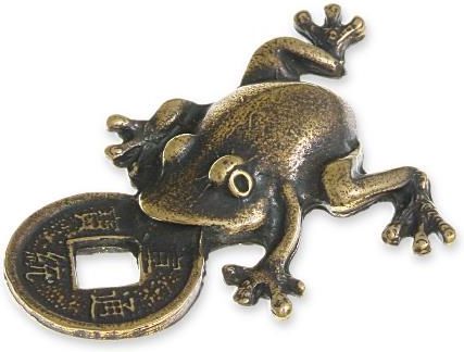 Jubileo Figurka Żabka Fortuny Amulety Symbole Chińskie Stare Złoto (Aj1444)