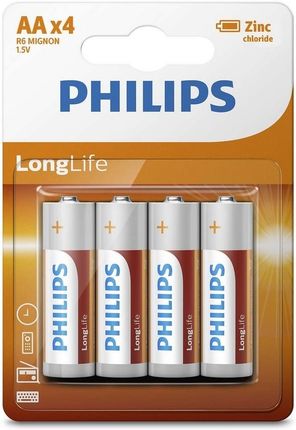 Philips R6L4B/10 4szt Bateria Cynkowo-chlorkowa AA LONGLIFE 1,5V