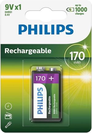 Philips 9VB1A17/10 Bateria ładowalna MULTILIFE NiMH/9V/170 mAh