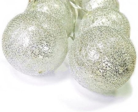 Sw61S Srebrna Girlanda Świąteczna Kule Świecące Cotton Balls