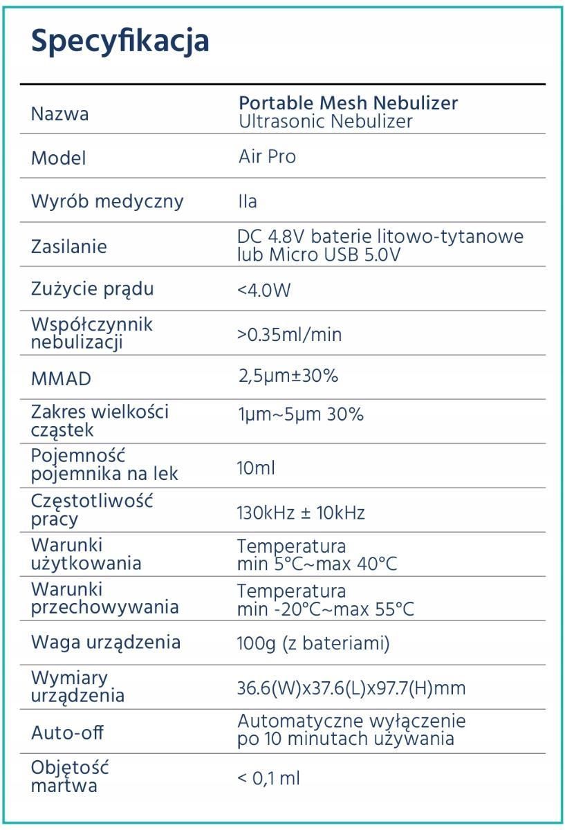 Adamed Nebulizator Air Pro inhalator siateczkowy - zdjęcie 4 Adamed Nebulizator Air Pro inhalator siateczkowy