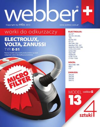 Webber ELEKTROLUX XIO E51 (13 MICRO FILTER)