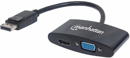 Manhattan Konwerter adapter DisplayPort DP na HDMI/VGA M/F pasywny czarny (152587)