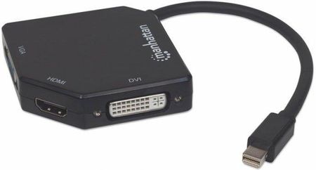 Manhattan Konwerter adapter Mini DisplayPort miniDP na HDMI/DVI/VGA M/F czarny (207720)