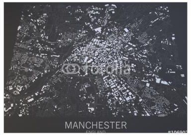 satelitarna mapa wielkiej brytanii Decormint Plakat Premium Mapa Manchester Anglia Widok Satelitarny 