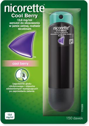 Nicorette Cool Berry Spray Aerozol do stosowania w jamie ustnej 1mg/dawkę 13,2 ml