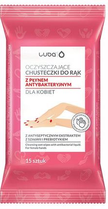 LUBA chusteczki oczyszczające do rąk z płynem antybakteryjnym dla kobiet 15szt