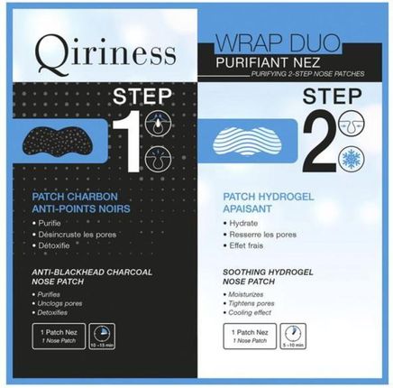 Qiriness Wrap Duo Purifiant Nez płatki do dwuetapowego zabiegu oczyszczania skóry okolicy nosa