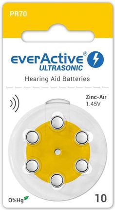 EverActive 10 - 6BL ultrasonic, baterie do aparatu słuchowego 6 szt