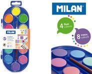 Milan Farby Akwarelowe 12 Kolorów 4 Fluo + 8 Metalizowane
