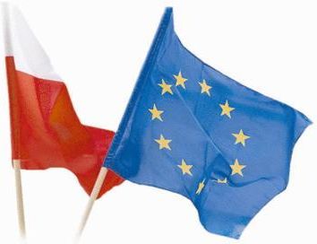 Flagi UNIA EUROPEJSKA i POLSKA zestaw flag.