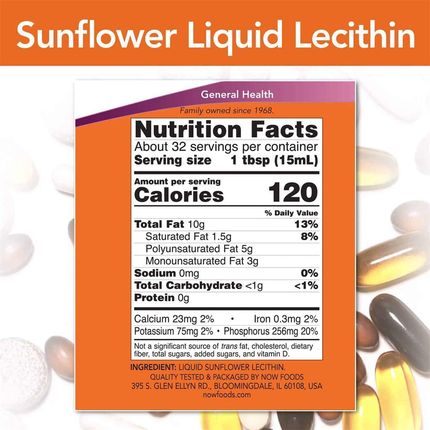 Płyn Now Foods Sunflower Lecithin Liquid 473ml - zdjęcie 2
