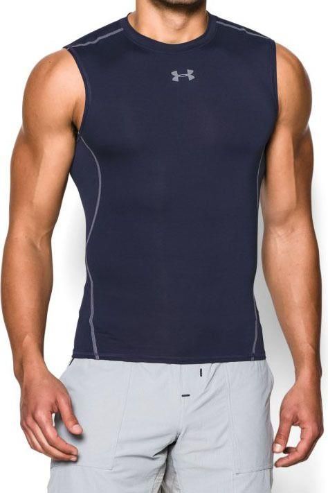 Under Armour 1257469 Men's Navy UA HeatGear Sleeveless Compression Shirt  Medium 