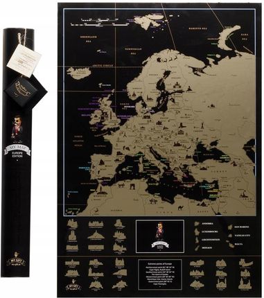 Mapa Europy Zdrapka Złota Świata Dodatki