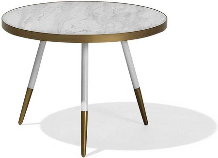 Beliani Nowoczesny stolik kawowy okrągły 61 cm na trzech nogach złoty biały Ramona