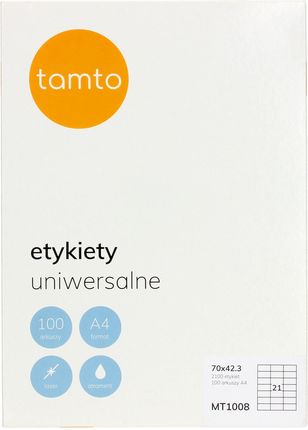 Etykiety uniwersalne 70x42.3/21 białe Tamto (100)