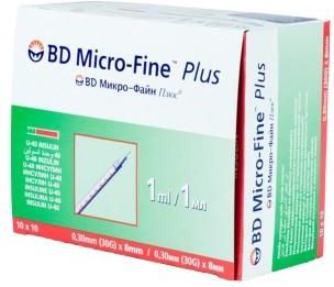 BD Strzykawka insulinowa z igłą Micro-Fine Plus 1ml G30 0.3x8mm 100 szt