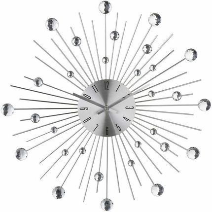Atmosphera Createur D'Interieur Okrągły Zegar Ścienny Srebrny Z Kryształami (B018Ef4Ei6)