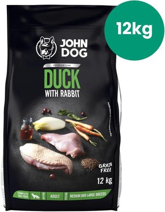 John Dog Kaczka Z Królikiem I Warzywami Bezzbożowa 12Kg