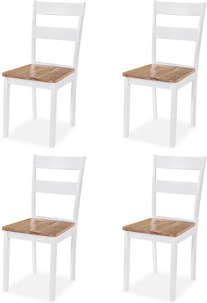vidaXL Krzesła 4 Szt Drewno Kauczukowca Białe