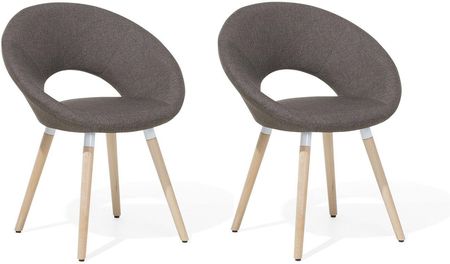 Beliani Komplet 2 krzeseł tapicerowanych do jadalni salonu styl retro brązowy Roslyn