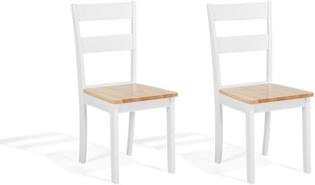Beliani Zestaw 2 krzeseł do jadalni drewniane białe wykończenie do kuchni Georgia