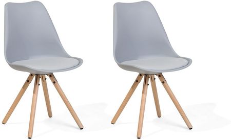Beliani Zestaw 2 krzeseł tapicerowany do jadalni drewniane nóżki jasnoszary Dakota II