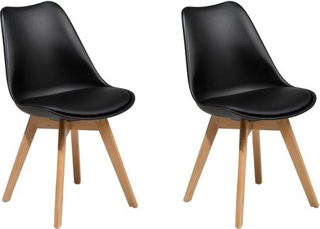 Beliani Zestaw 2 krzeseł tapicerowany do jadalni drewniane nóżki czarny Dakota II