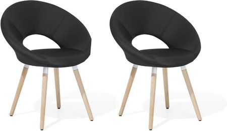 Beliani Komplet 2 krzeseł tapicerowanych do jadalni salonu styl retro czarny Roslyn