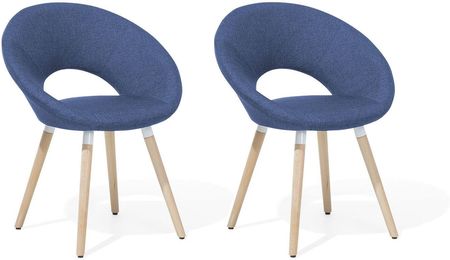 Beliani Komplet 2 krzeseł tapicerowanych do jadalni salonu styl retro niebieski Roslyn