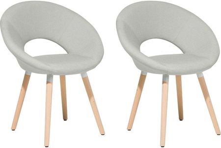 Beliani Komplet 2 krzeseł tapicerowanych do jadalni salonu styl retro szary Roslyn