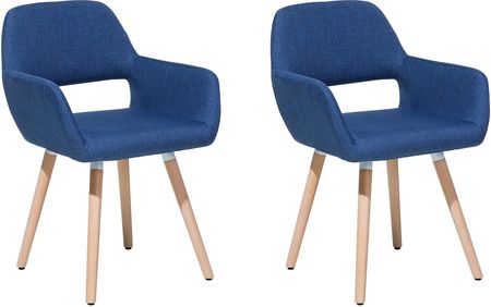 BELIANI Zestaw 2 krzeseł ciemnoniebieski tapicerowane drewniane nogi do jadalni Chicago