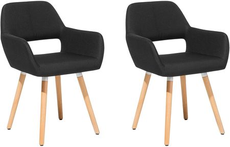 Beliani Zestaw 2 krzeseł czarny tapicerowane drewniane nogi do jadalni Chicago