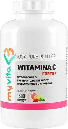 MyVita Witamina C Forte+ Plus bioflawonoidy i ekstrakt z dzikiej róży proszek 500g