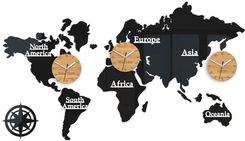 Modernclock Zegar Ścienny Mapa Świata 3 Strefy Czasowe Duży Zegar 100X56 - zdjęcie 1