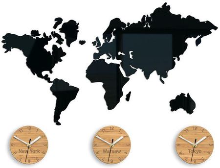 Modernclock Zegar Ścienny Mapa Świata 3 Strefy Czasowe