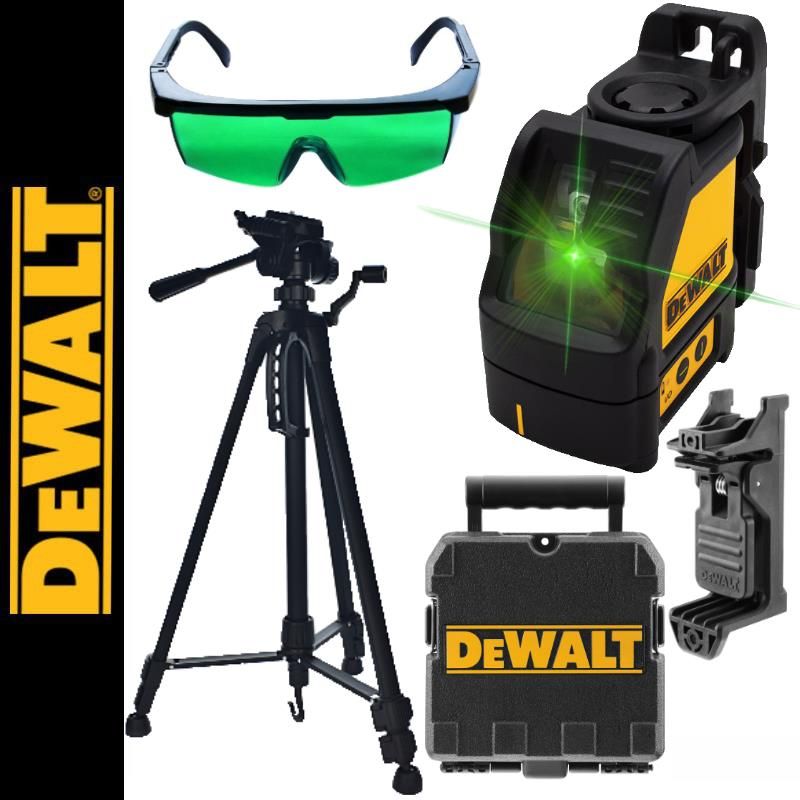  Dewalt Dw088Cg Poziomica Laserowa, Laser Liniowy Krzyżowy, Zielona Wiązka + Statyw Aluminiowy 145Cm