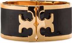 Tory Burch Bransoletka - Enamel Raised Logo Wide Cuff 37775 Black/Tory Gold  010 - Ceny i opinie 