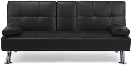 BELIANI Sofa rozkładana z funkcją spania 3-osobowa stolik w oparciu czarna Roxen